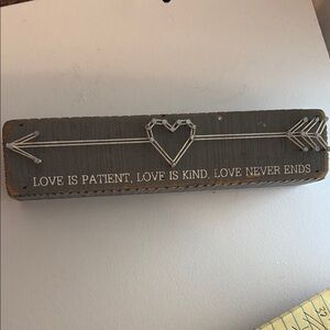 Gray Wooden Love Sign with Heart and Arrow